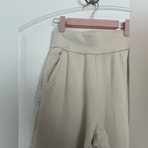 Free People Movement Cream Wide-Leg Pants Fringe Distressed Size Extra Small - Picture 3 of 9